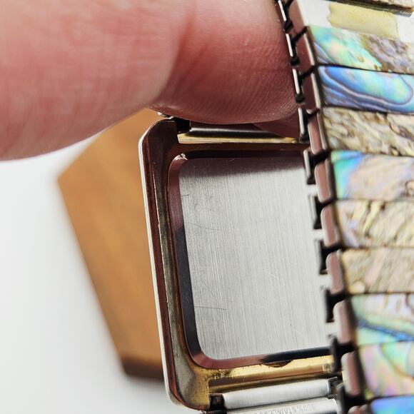Ronica Gold Tone Rectangle Abalone Shell Face Roman Numeral Artsy Maximalist - Picture 6 of 8